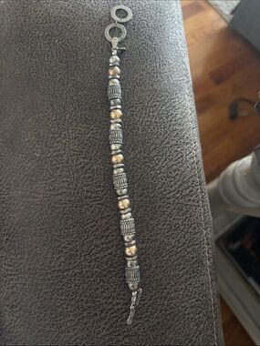 Retired silpada silver/gold filled geometric bead bracelet 7.5in B1213